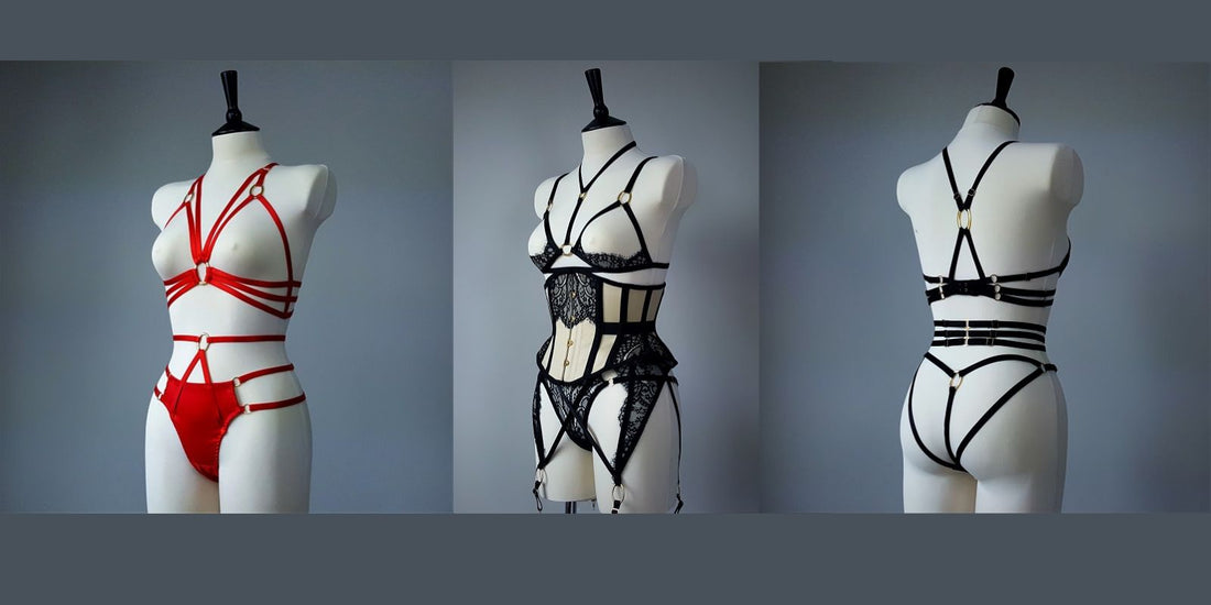 Three sets of lingerie on mannequins